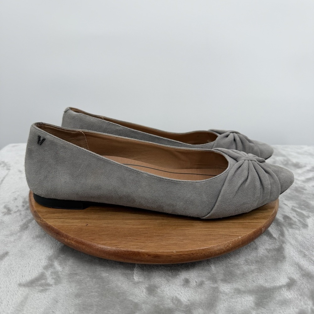Vionic Gramercy Ballet Flats Womens 10 Pointed Gray Suede Comfort Shoes